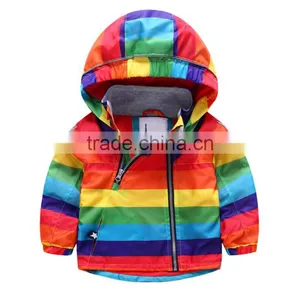 Wholesale Boys Rainbow Color Windproof Winter Coats Boy Cotton-padded Clothes With Zipper thumbnail-1