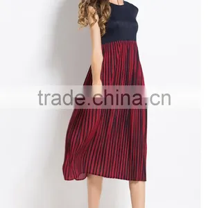 Summer Colors Splicing Sleeveless Wrinkled Dress for Women thumbnail-3