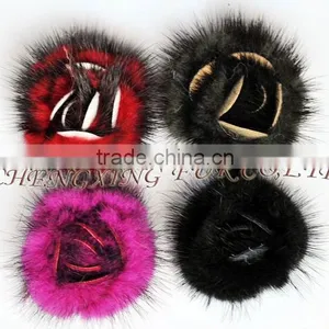 CX-A-44 Fancy Mink Fur Flower Coat Brooch Pin thumbnail-1