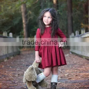 Cotton Linen Fabric Childrens Dresses Ruffles Cuff Kid Clothing Fall Linen Dress thumbnail-4