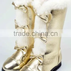 Cute Warm Leather Baby Boots Bow Style Child Boots Shoes Girls Kids Winter Boots thumbnail-5