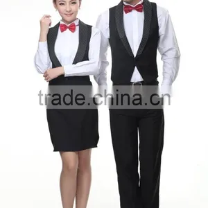 Juqian Custom High End Slim Fit Western Restaurant Waitress Tuxedo Uniform Designs thumbnail-4