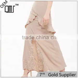 Factory Price Hot Sale Lace Ruffle Pencil Women Skirt Long Maxi thumbnail-1