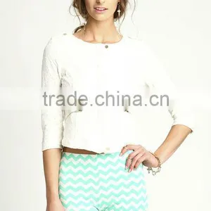 Lace Gold Zip White Women Half Sleeve Fashion Sexy Jacket thumbnail-1
