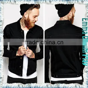 2015 New Brand Hot Sale Black Short Jean Mens Coats With Single Breasted thumbnail-2