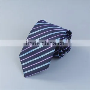 Polyester Necktie Purple Stripe Oem Neckties thumbnail-3