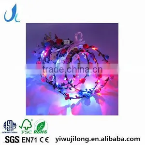New Products Artificial Flower Head Band LED Light Rose Flower Wreath thumbnail-1