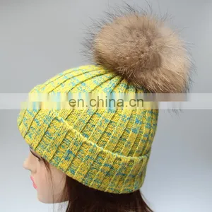 Custom Ladies Winter Hat With Fur Pom Pom thumbnail-3