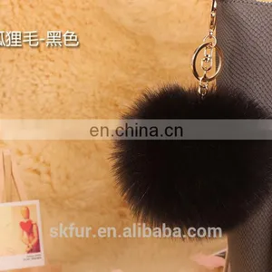 Colorful Faux Fur Pompom Keychain thumbnail-3