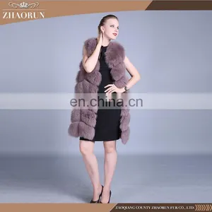 100% Fox Fur Coat Dyed Color Long Type Fox Fur Vest for Women thumbnail-4