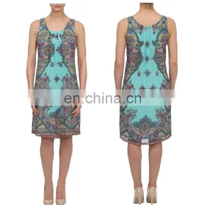 Chiffon Multi-color Ethnic Floral Print Lady Midi Dress thumbnail-1