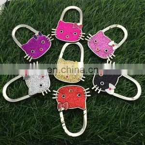 Silver Tone Lovely Cat Rhinestones Handbag Purse Folding Hanger Hook thumbnail-1