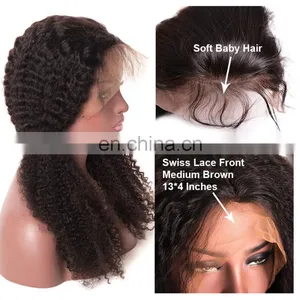 Brazilian Human Hair Preplucked Curly Wave Lace Front Wig thumbnail-3