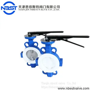 D71F-10C PTFE Lined Seal Cast Iron Wafer Lever Butterfly Valve thumbnail-1