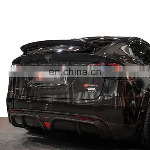 so Cool Carbon Fiber Diffuser for Model X High Quality Diffuser With Brake Light for Tesla Model X thumbnail-5