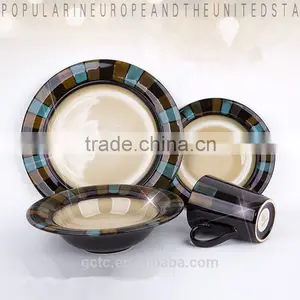 Stoneware Reactive Glaze 16 Pcs Dinnerware Set With Mosaic Design thumbnail-1