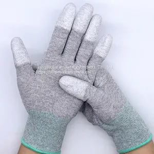 BA 13G Nylon Mixed Carbon Fiber Knitted ESD Gloves With Finger PU Dipped thumbnail-2