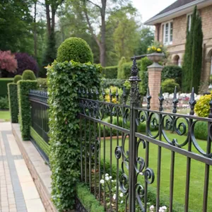4ft Tall Wrought Iron Garden Fence With Decorative Scroll Design thumbnail-4