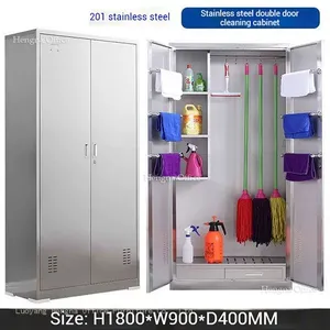 Heavy-Duty Janitor Cabinet — 201 Stainless Steel, 20×16×71 In, Lockable, Reinforced Shelves thumbnail-5