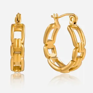 Wholesale 18K Gold Plated Waterproof Heart Earrings - Stainless Steel Fashion Jewelry thumbnail-5