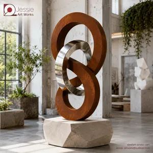 Rust Steel Sculpture for Building Entrance Decoration thumbnail-1