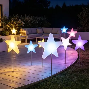 16 Color Variations Wireless Remote Pentagram Shape Floor Lamp IP65 Waterproof Outdoor Decorative Light thumbnail-5