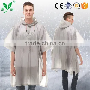 YANLI High Quality Fashion Plastic Silver Poncho Raincoat for Adult thumbnail-1