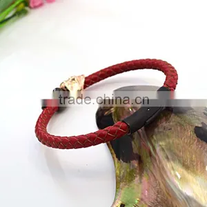 China Jewelry Factory Wholesale Leather Bracelet With Custom Skull Charms thumbnail-4