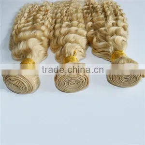 European Blonde 613 Color Virgin Deep Wave Curl Hair Extension Weft thumbnail-1