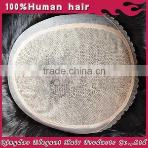 Top 6a Grade Quality 6" 1b# Brazilian Real Human Hair Silk Base Toupee for Men thumbnail-5