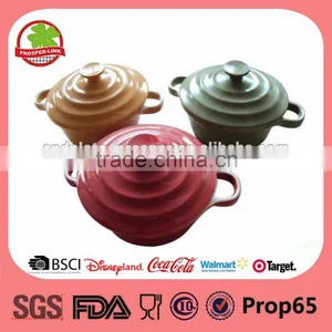 Color Round Ceramic Casserole With Lid thumbnail-1
