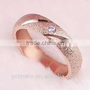 Hot Sale Jewelry Matte Texture 18k Rose Gold Plated Stainless Steel Single Stone Ring Designs thumbnail-4