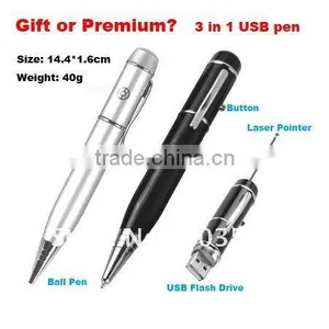 Laser Pointer Pen USB Flash Drive,3-in-1 Laser Pointer+ball Point Pen+USB Pen Drive thumbnail-1