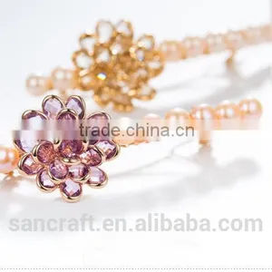 Hot Sell Grace Design Austrian Crystal Natural Pearl Two Colors Flower Hair Clip thumbnail-2