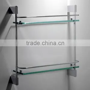 Bathroom Double Glass Shelf Holder thumbnail-1