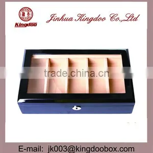 Jinhua Supplier Rectangular Wooden Handmade PU Leather Sunglasses Box With Window thumbnail-2