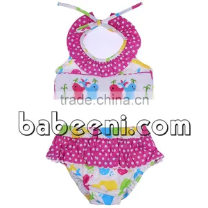 Lovely Colorful Whale Hand Smocked Girl Swimsuit thumbnail-1