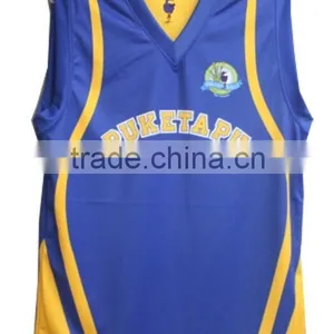 Reversible Yellow and Blue Basketball Jersey With Custom Logo thumbnail-3