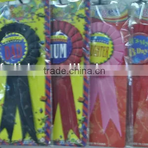 Custom Made Round Ribbon Rosette Button Badge Pin thumbnail-1