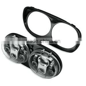 Black Twin Headlight Dual Lamp For Harley Davidson Road Glide Custom Fits Harley Road Glide thumbnail-1