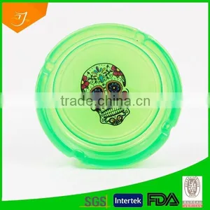 Round Glass Ashtray, Colorful Glass Ashtray Print Logo, Green Glass Ashtray thumbnail-1