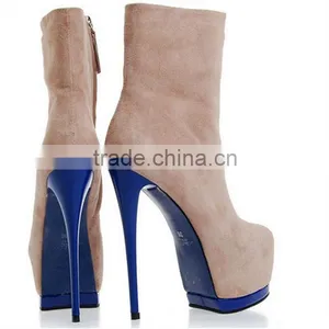 2016 Women Fashion Boots Cheap Leather Boots Heel 20cm High Heel thumbnail-1