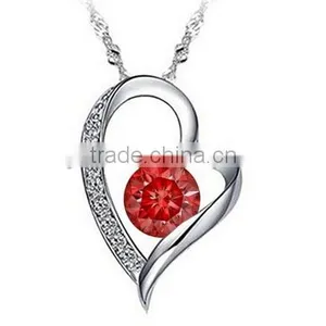 Silver Heart Necklace Crystal - Stylish Crystal Pendant Fashion Designer Jewelry Gift for Valentine's Day thumbnail-5