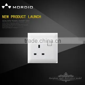 2016 Hot Design PC White 1 Gang Switch 13A Wall Socket With Neon thumbnail-1