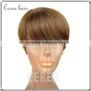 100% Human Hair Kosher Wig Short Dark Blonde Wig Silk Straight Hair Wig thumbnail-2
