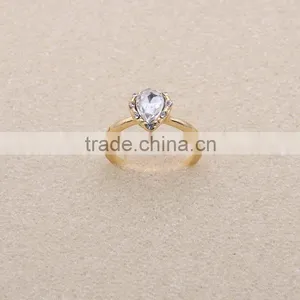 Wholesale Gold Rhinestone Glass Jewelry Heart Design Crystal Rings for Engagement thumbnail-3