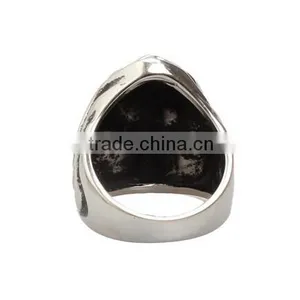 Hot Sell Mens Womens Silver Color Punk Skull Head Titanium Steel Ring thumbnail-4