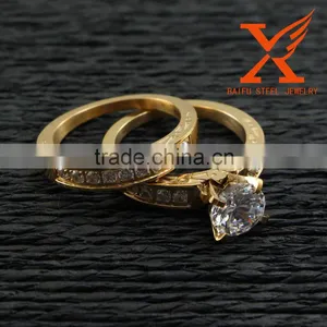 Mens and Womens Couples Wedding Band Stainless Steel Casting CNC Setting Gold Plated Wedding Fing Gold 18k Jewelry for 1 Pair thumbnail-3
