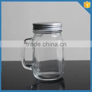 12 oz Square Glass Jar Glass Mason Jar With Lid and Handle thumbnail-2