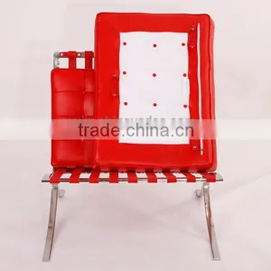 Black/white/brown/red Leather Barcelona Chair thumbnail-4